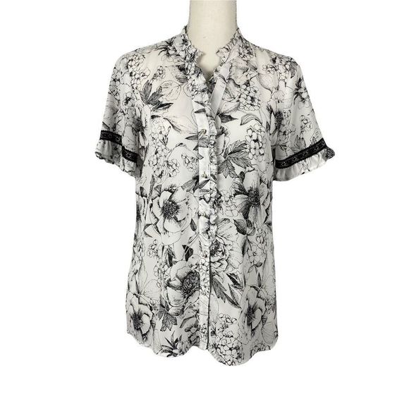Karl Lagerfeld  Tshirt Fancy Blouse Offwhite Black main image 1